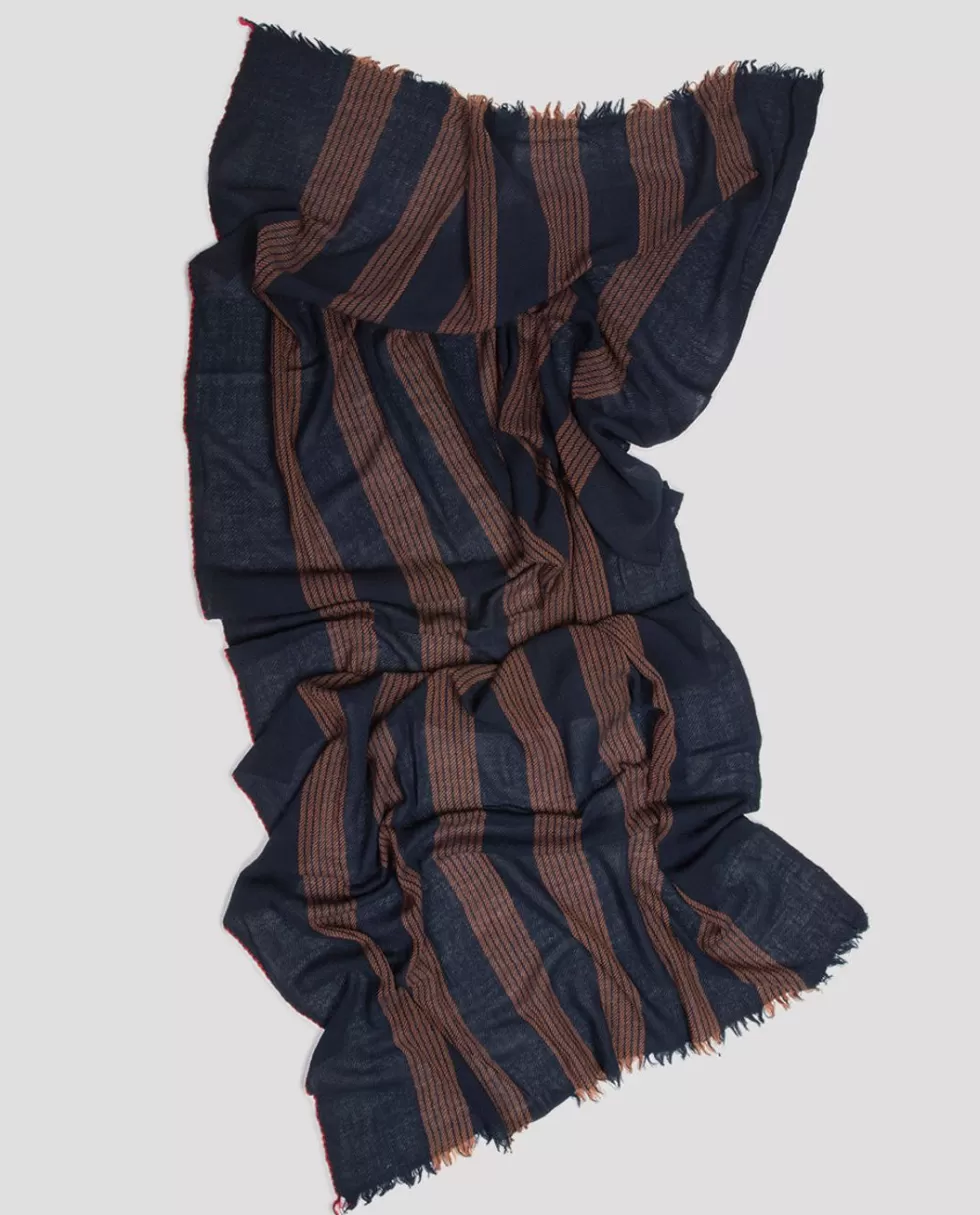 New Rue Blanche Krall Scarf Navy 23H-Lovat & Green