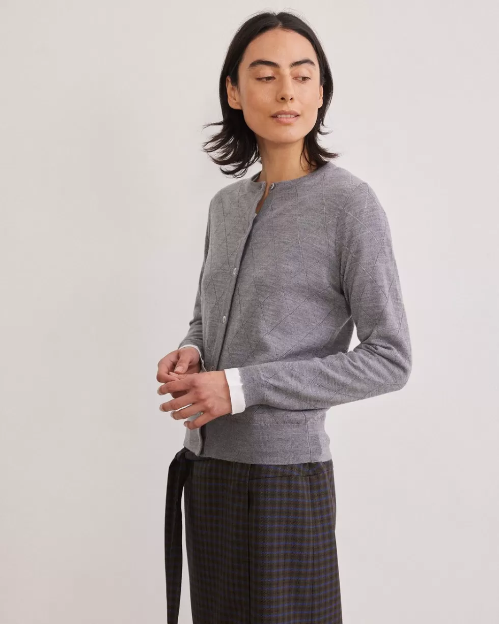 Outlet Rue Blanche Meri48 Cardi Rond 23A Grey Mel