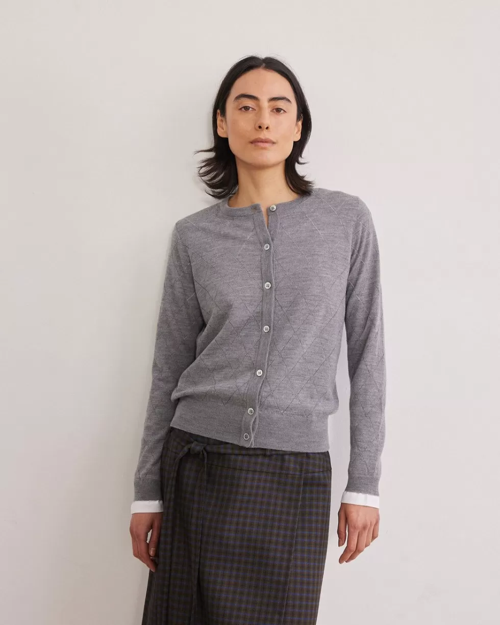 Outlet Rue Blanche Meri48 Cardi Rond 23A Grey Mel